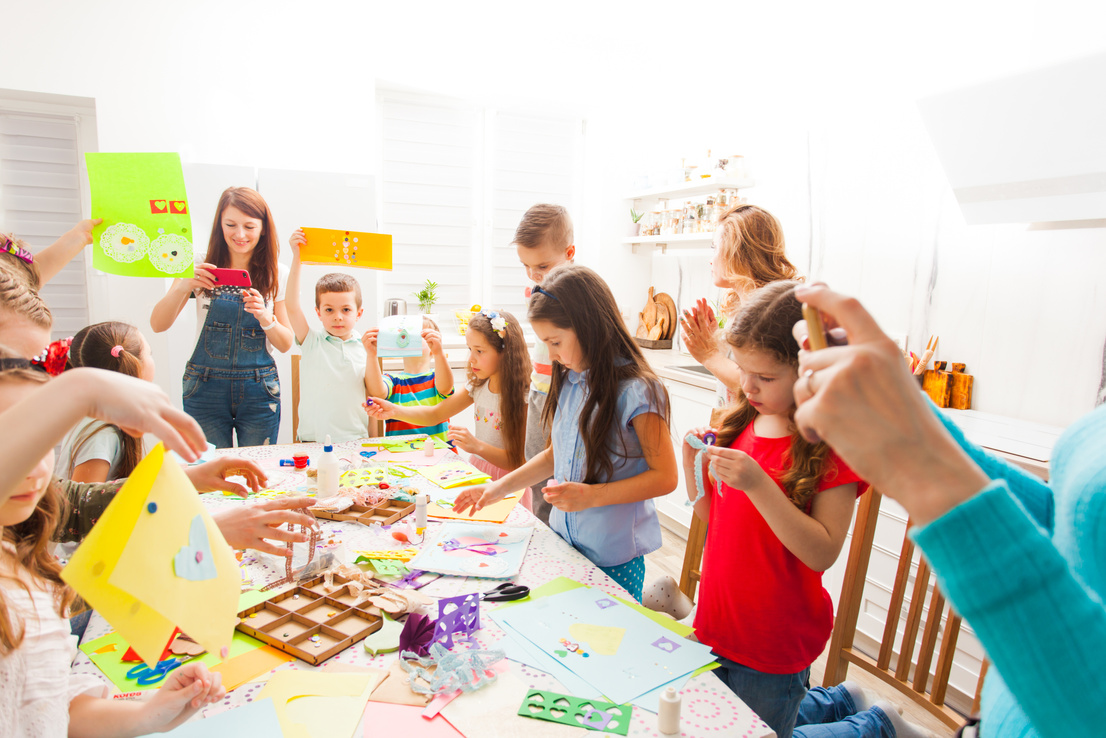 Kids Doing Greeting Card at Creative Workshop